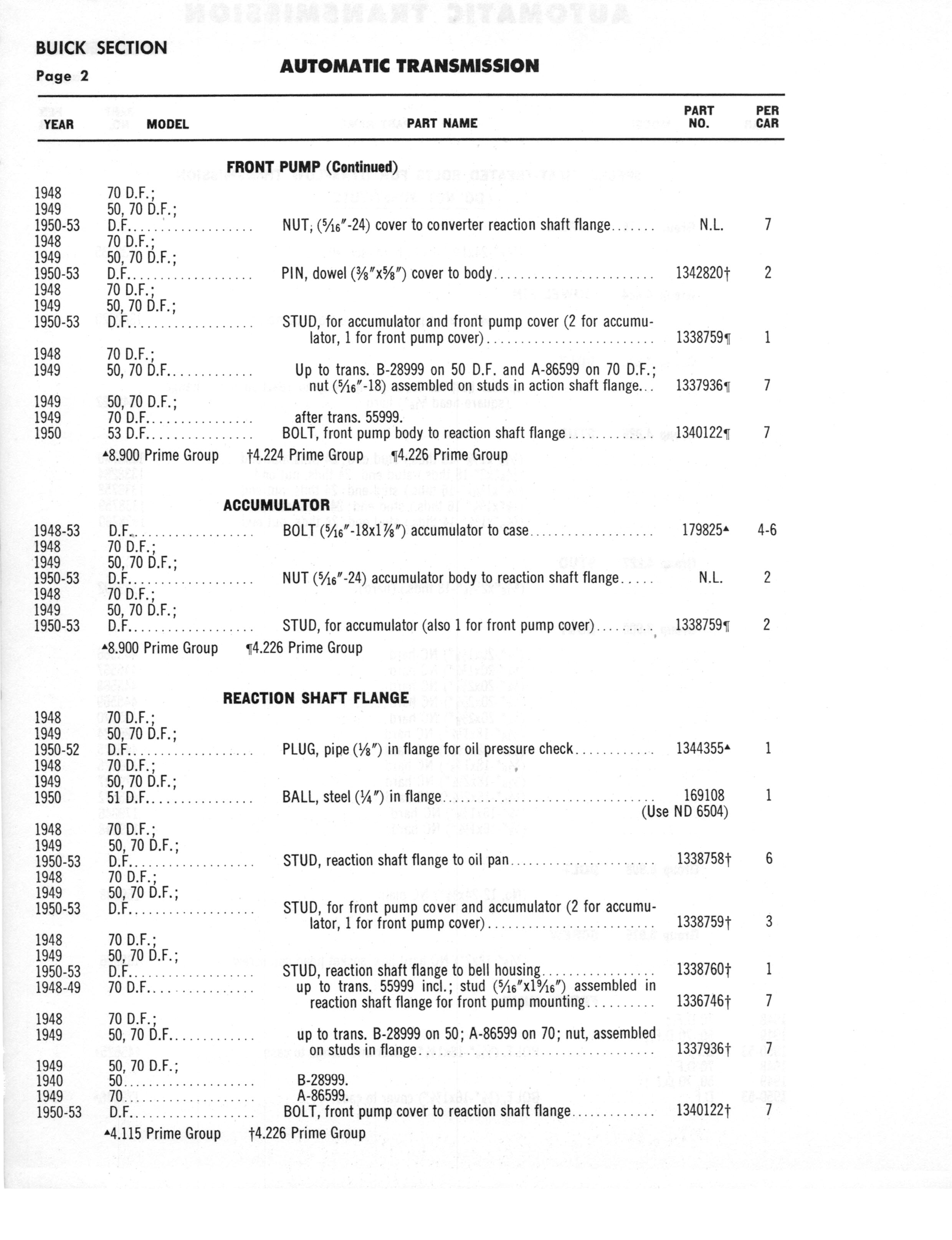 A3010 Automatic Transmission Parts Catalog HydraMatic, PowerGlide